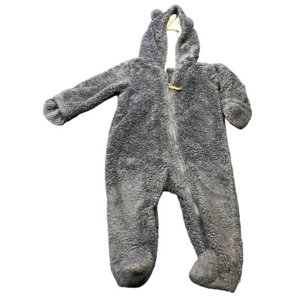 Carter one piece with hood and feet 9 months zipper 100 % polyester blue mittens